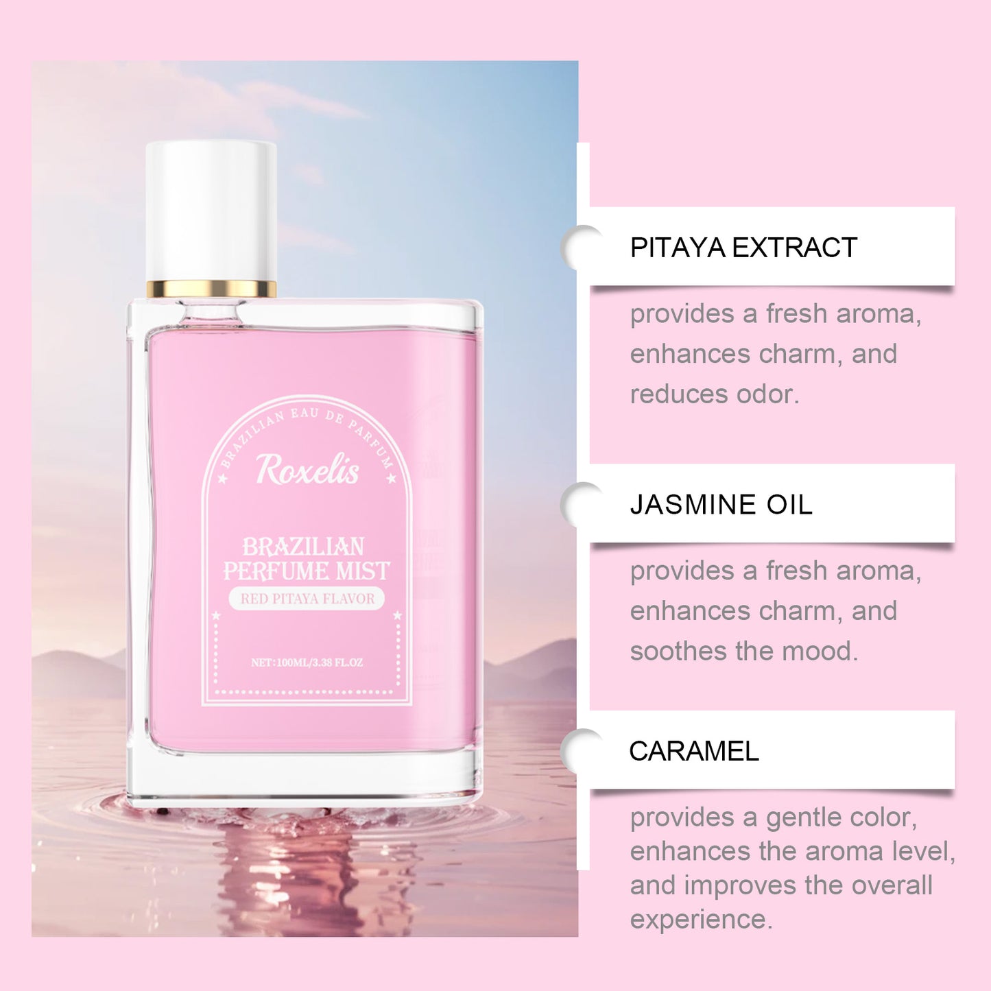Roxelis Brazilian Light Perfume - Red Dragon Fruit Scent, Long-Lasting, Gentle & Fresh, Daily Casual Fruity & Elegant Perfume Spray
