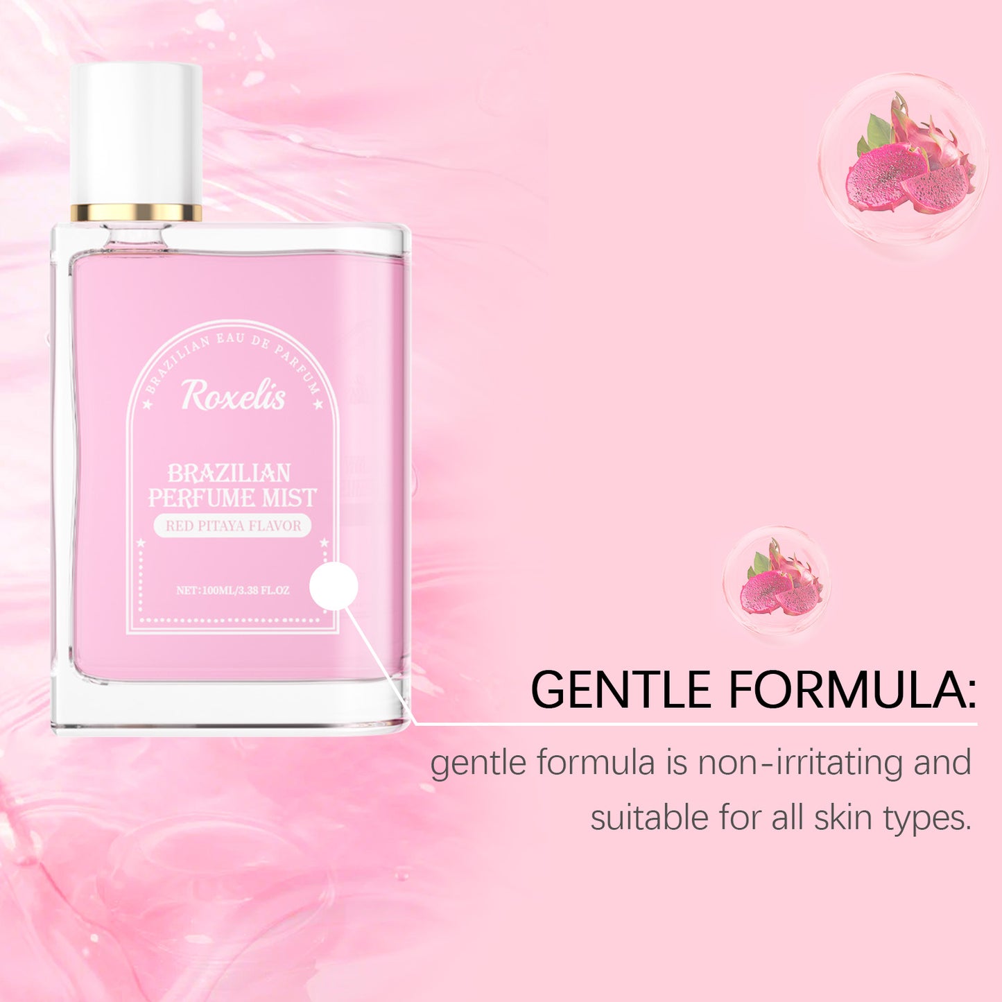 Roxelis Brazilian Light Perfume - Red Dragon Fruit Scent, Long-Lasting, Gentle & Fresh, Daily Casual Fruity & Elegant Perfume Spray