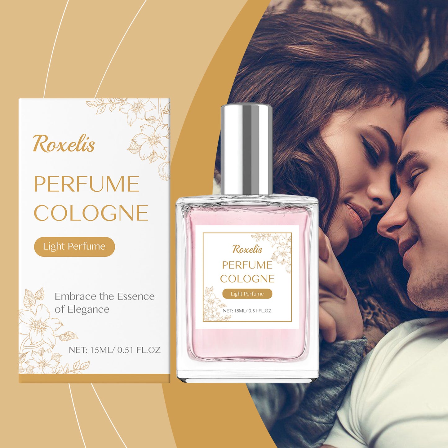Roxelis Valentine's Atmosphere Cologne - Natural Romantic, Fresh & Elegant Scent, Long-Lasting Charm, Portable for Couple Daily Dates
