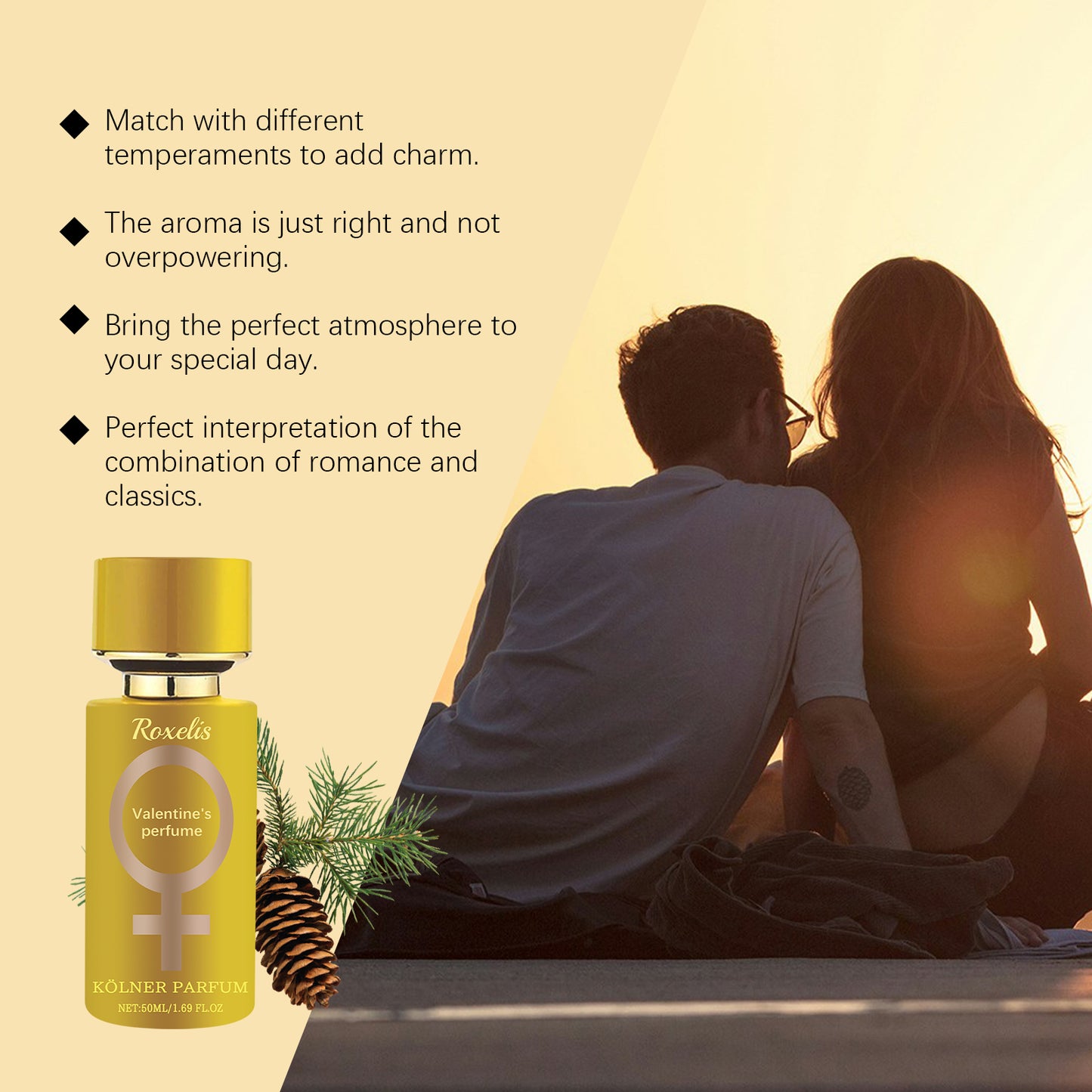 Roxelis Cologne Light Perfume - Natural Long-Lasting, Elegant & Fresh Scent, For Wrists & Behind Ears, Ideal for Daily Use & Niche Couple Dates