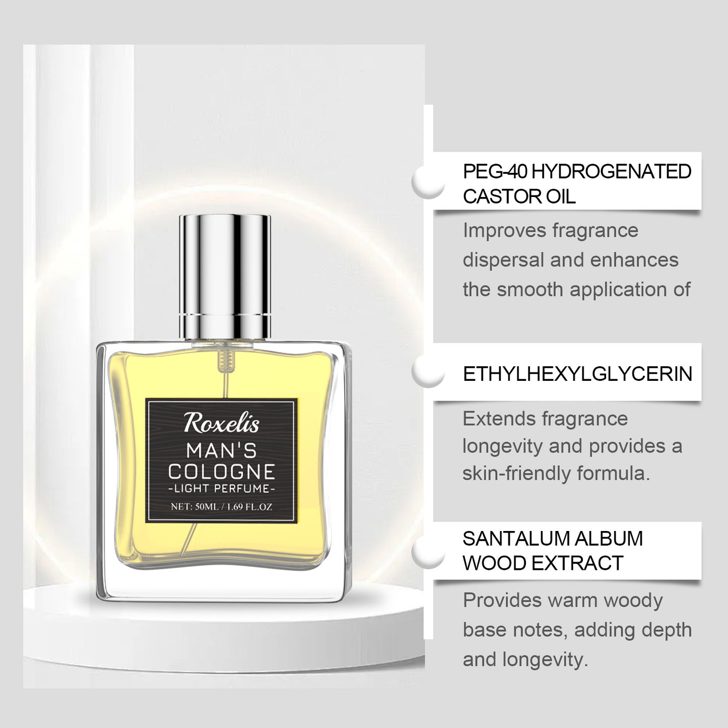 Roxelis Citrus Woody Perfume - Portable Light Elegant Fragrance, Fresh Notes, Natural Charm & Long-Lasting Scent for Atmosphere