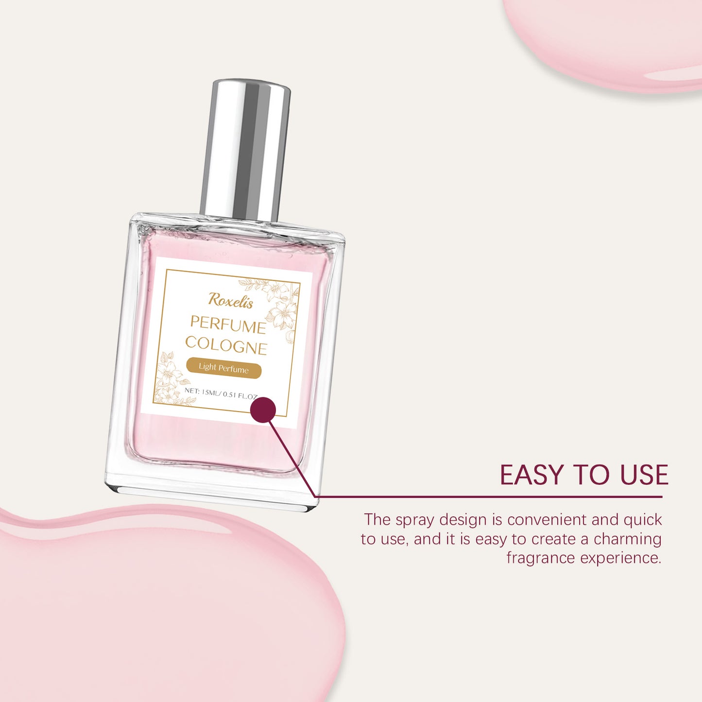 Roxelis Valentine's Atmosphere Cologne - Natural Romantic, Fresh & Elegant Scent, Long-Lasting Charm, Portable for Couple Daily Dates