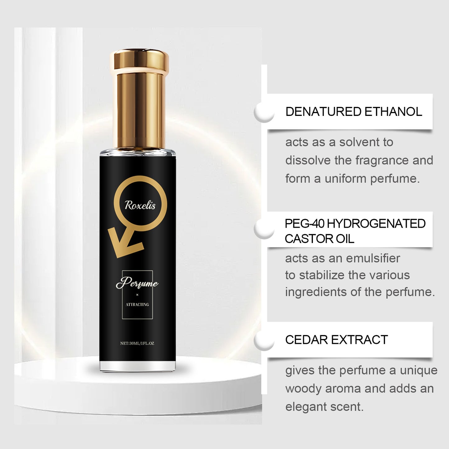Roxelis Cedar Men's Perfume - Natural Fresh Scent, Long-Lasting, Portable for Dates & Daily Use
