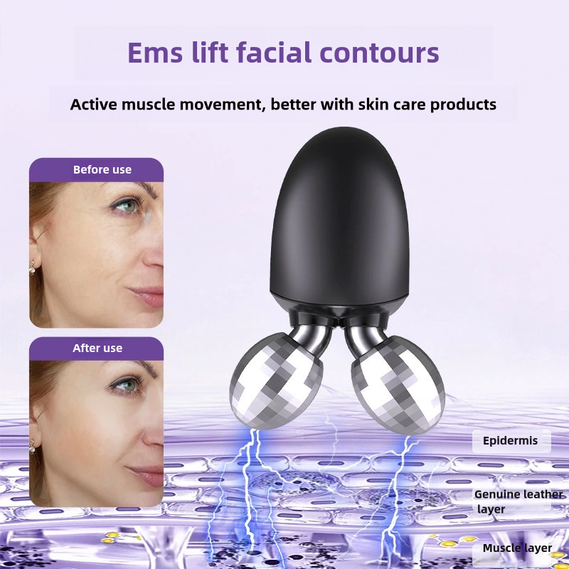 Handheld V-Face Beauty Massager – Dual-Head EMS 3D Roller-CNDZ003