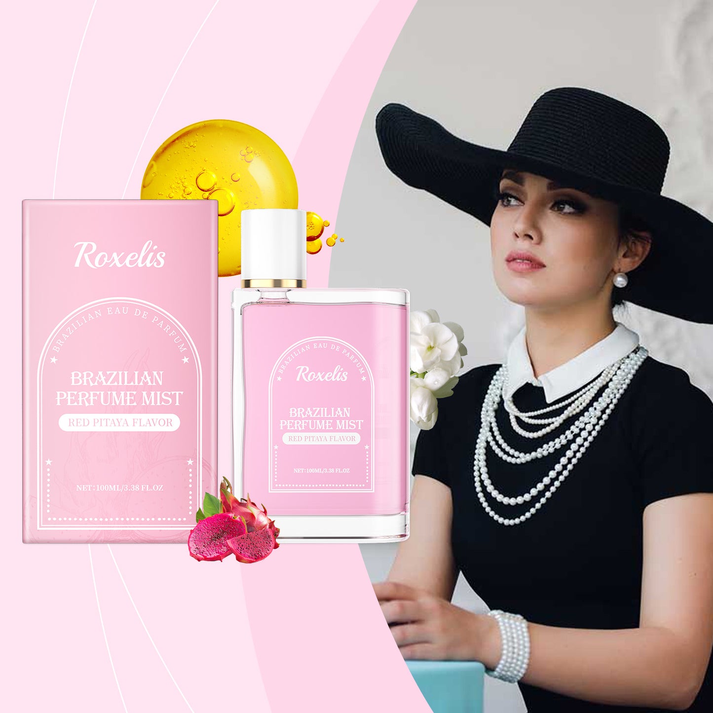 Roxelis Brazilian Light Perfume - Red Dragon Fruit Scent, Long-Lasting, Gentle & Fresh, Daily Casual Fruity & Elegant Perfume Spray