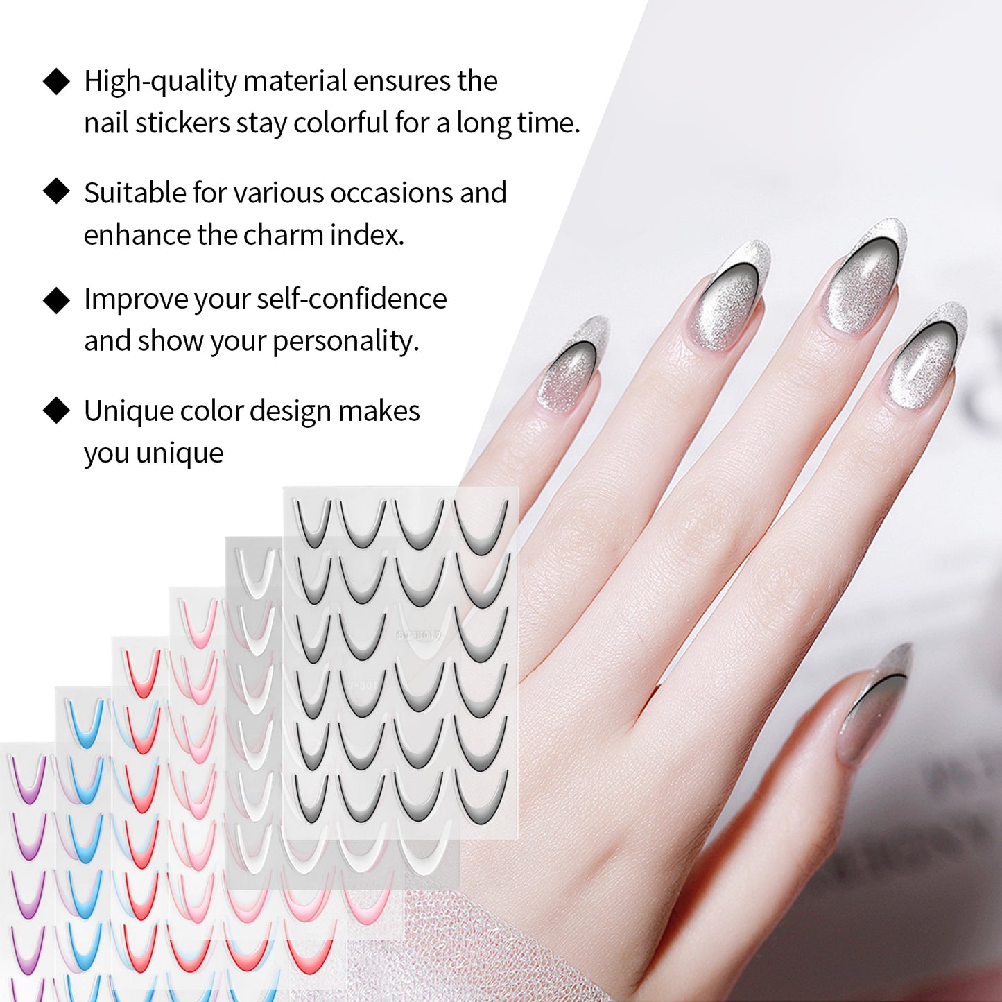 Eelhope French Gradient Nail Stickers-CNMZ019