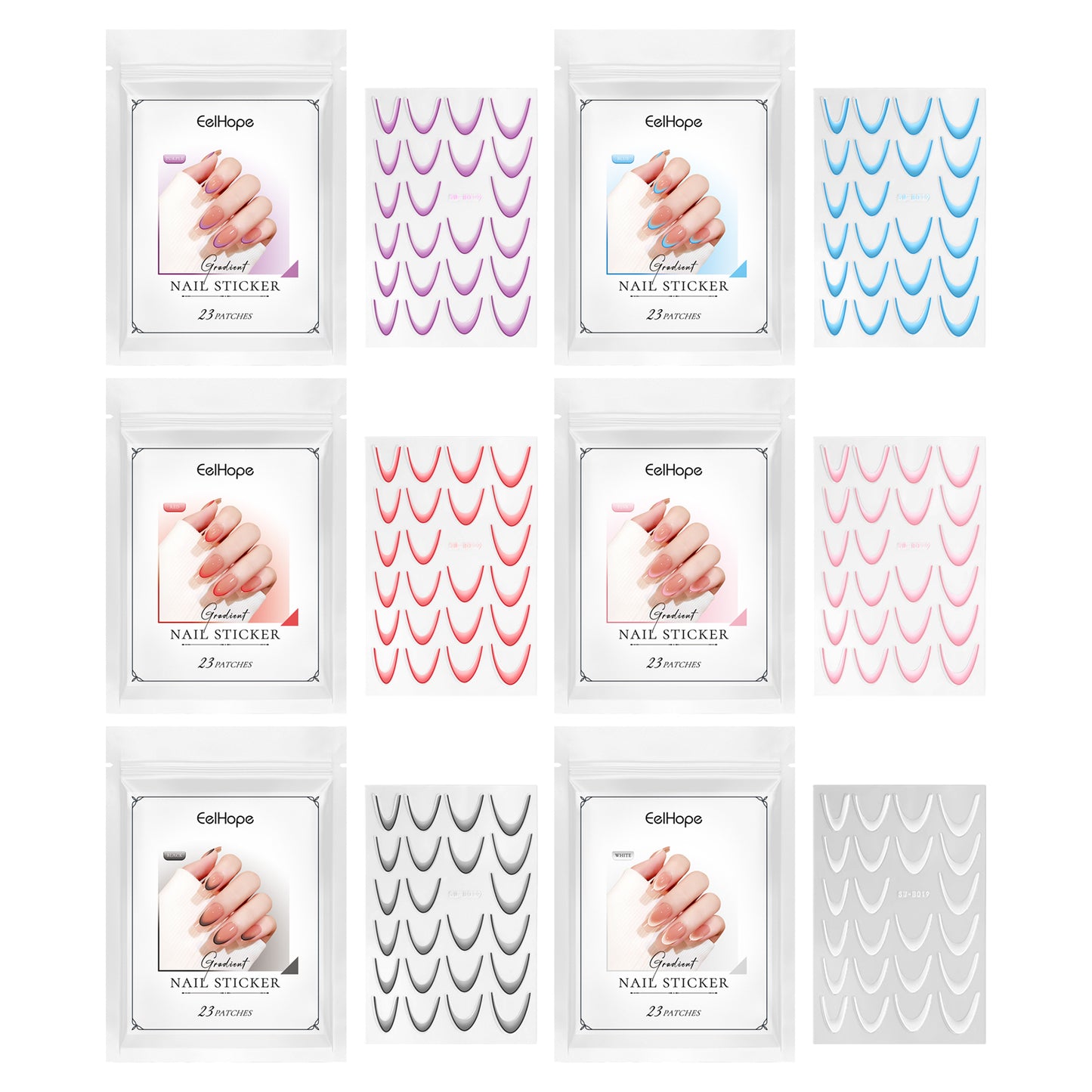 Eelhope French Gradient Nail Stickers-CNMZ019