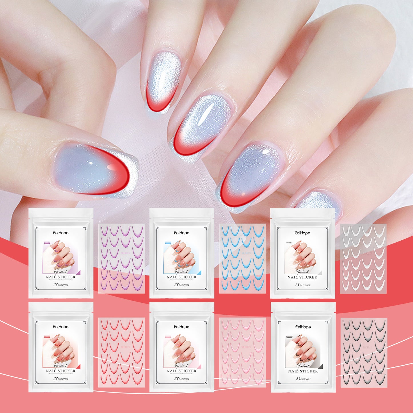 Eelhope French Gradient Nail Stickers-CNMZ019